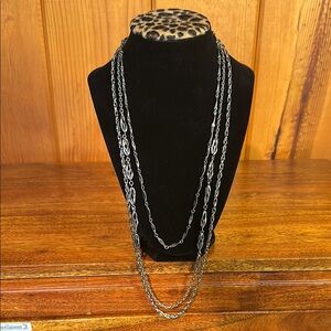 Layered Silver Necklace with Cascading Strands